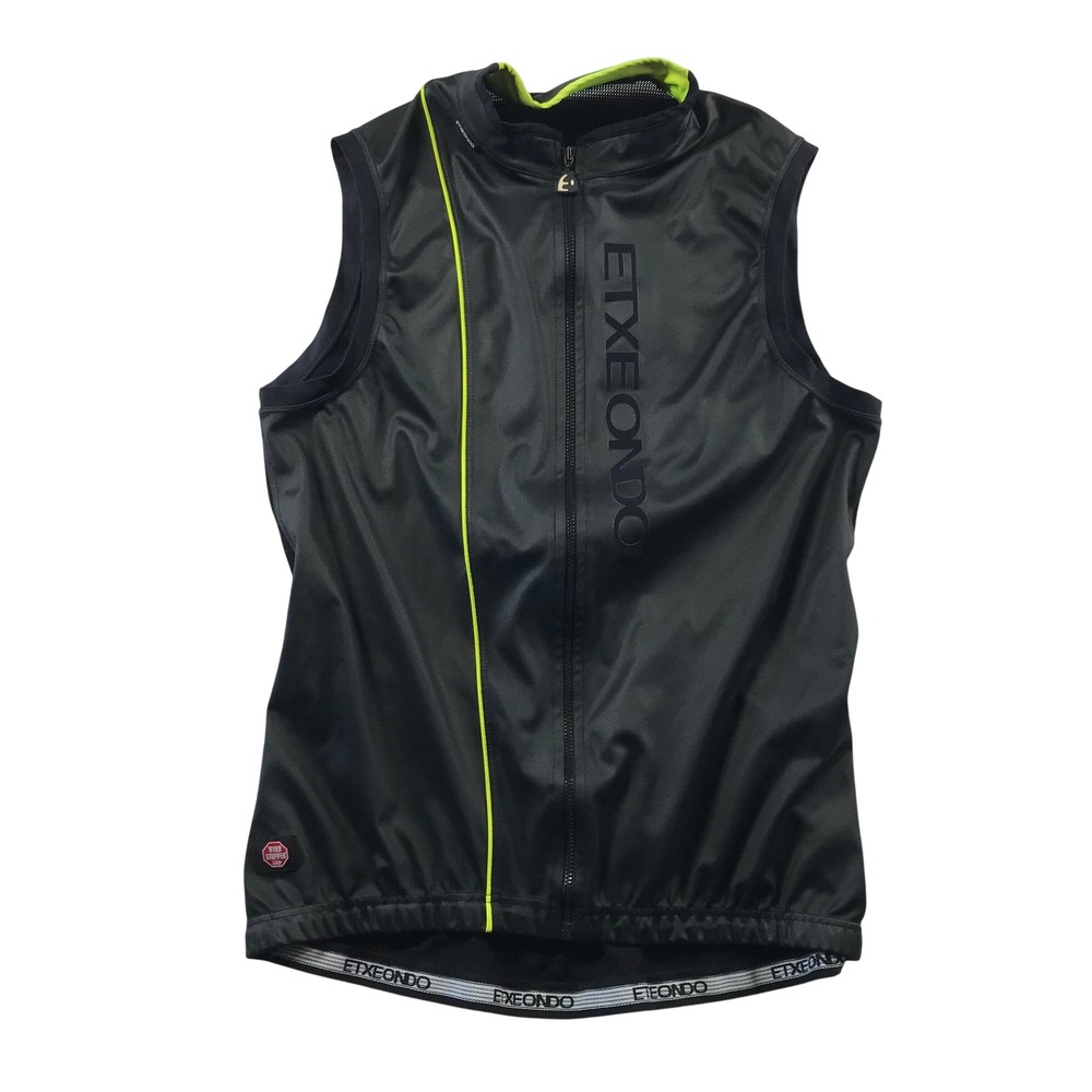 Etxeondo Mens Cycling Vest XL Black Neon Yellow Windstopper Full Zip Gilet Spain